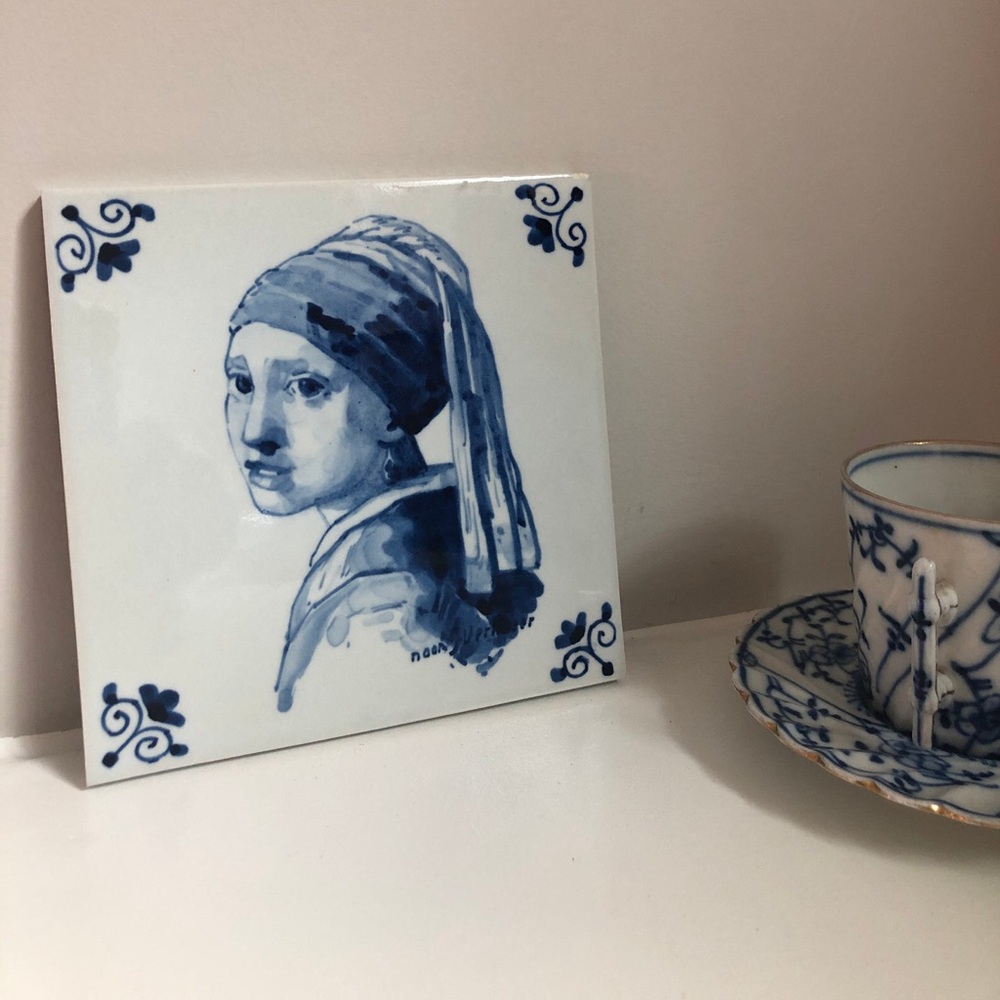 Vintage kitchen tile THE GIRL WITH THE PEARL EAR